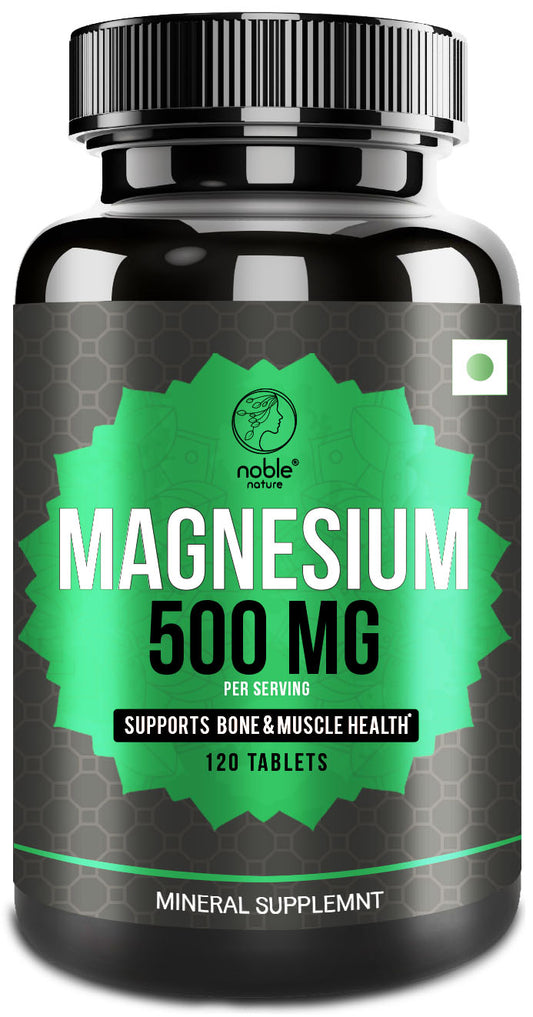 Noble Nature Magnesium 500mg - Magnesium Oxide Supplement for Bone and Muscle Health - 120 Tablets