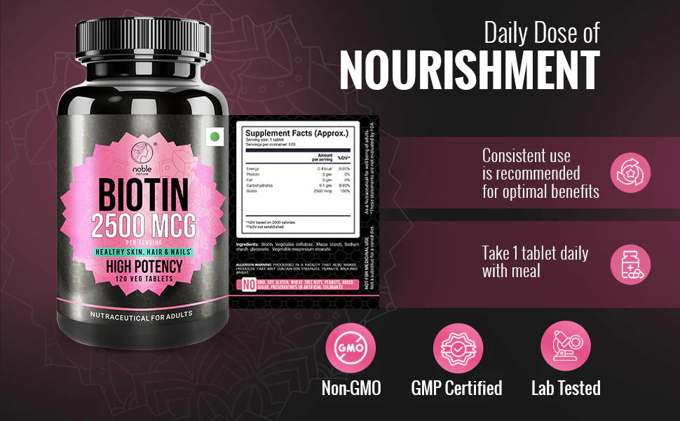 أقراص البيوتين 2500 ميكروغرام 