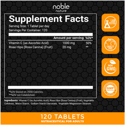 Vitamin C1000 with rose hips-120 Tablets