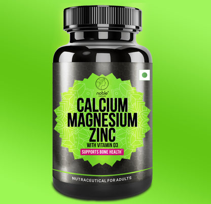 نوبل نيتشر كالسيوم ماغنيسيوم زنك مع فيتامين د3 - ​​مكمل غذائي معدني أساسي، 90 قرصًا - يعزز صحة العظام ويدعم المناعة