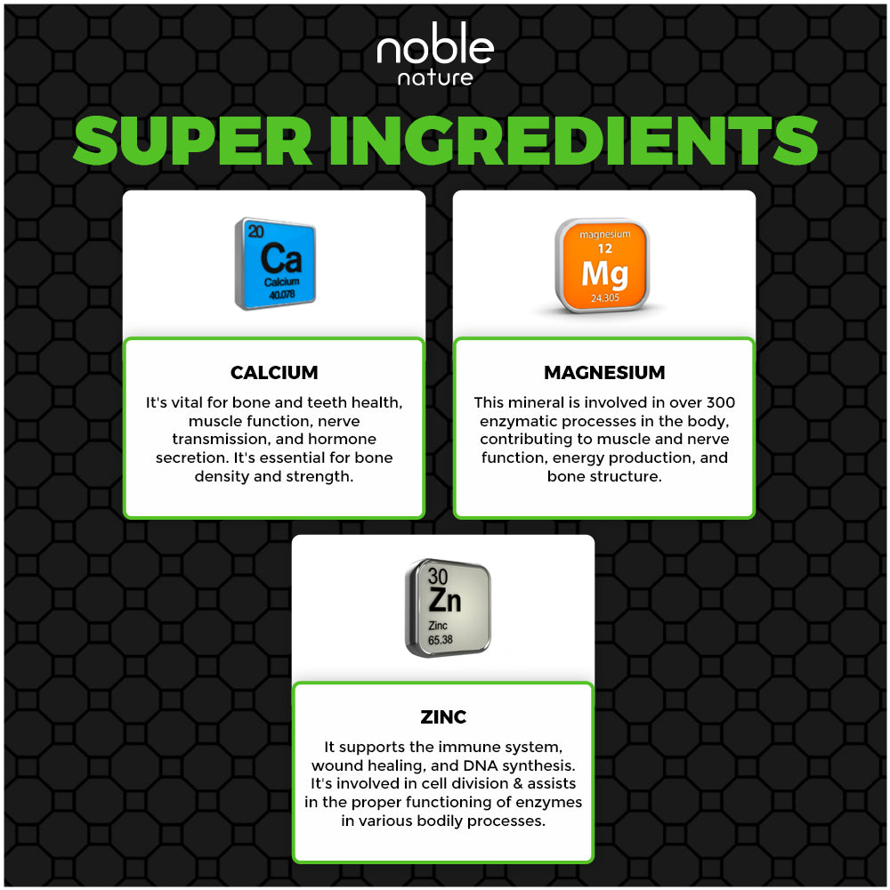 نوبل نيتشر كالسيوم ماغنيسيوم زنك مع فيتامين د3 - ​​مكمل غذائي معدني أساسي، 90 قرصًا - يعزز صحة العظام ويدعم المناعة