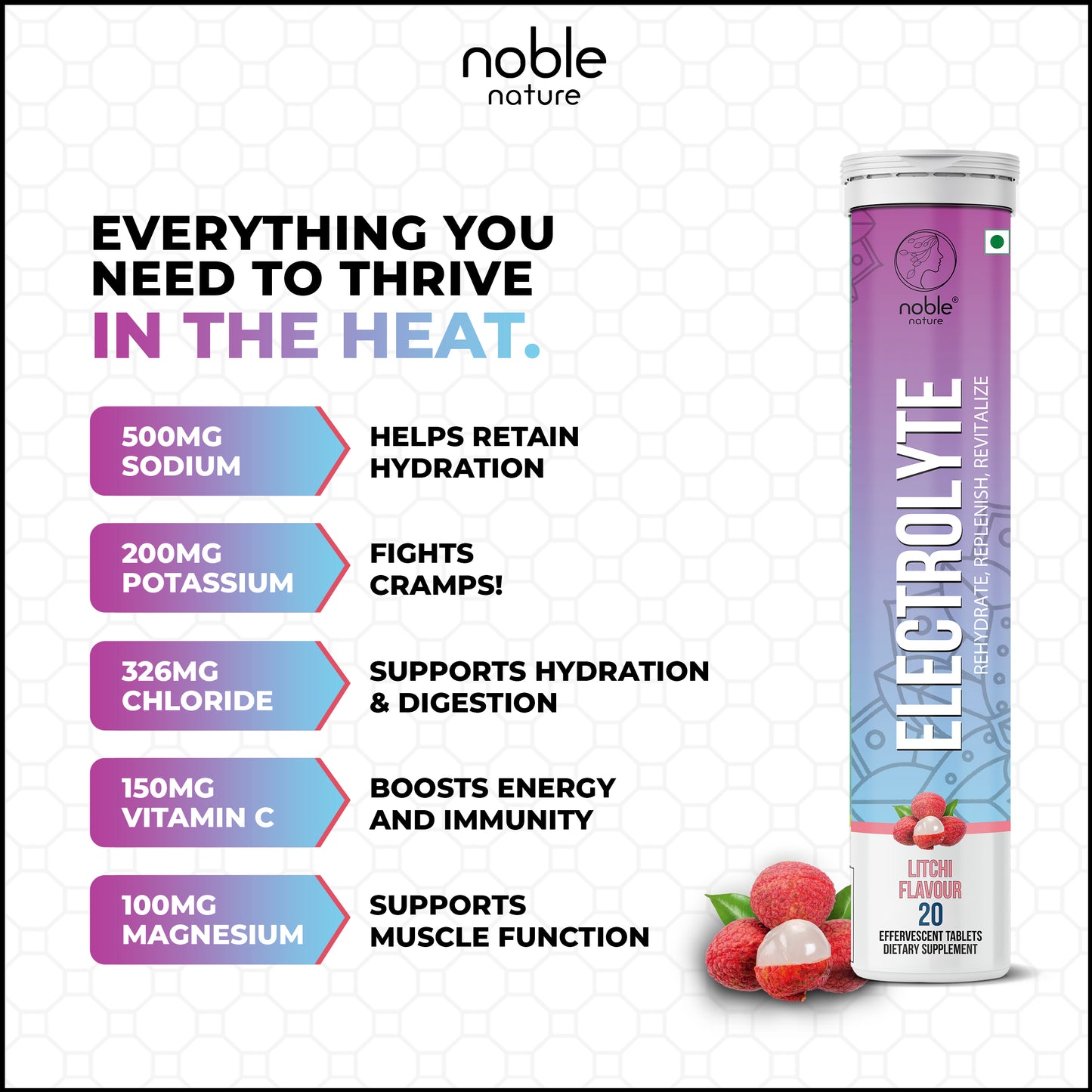 Electrolyte Effervescent Tablets (Litchi)