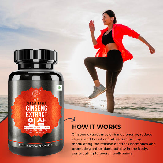 نوبل نيتشر، جينسنغ باناكس أحمر كوري نقي - 120 كبسولة نباتية - جينسنوسيدات عالية القوة - مسحوق مستخلص جذر الجينسنغ للطاقة والفعالية والقوة والحيوية والتركيز للرجال والنساء