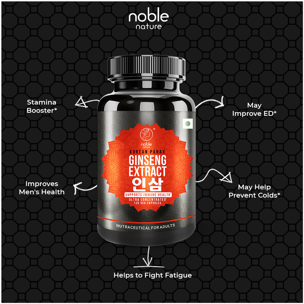 نوبل نيتشر، جينسنغ باناكس أحمر كوري نقي - 120 كبسولة نباتية - جينسنوسيدات عالية القوة - مسحوق مستخلص جذر الجينسنغ للطاقة والفعالية والقوة والحيوية والتركيز للرجال والنساء