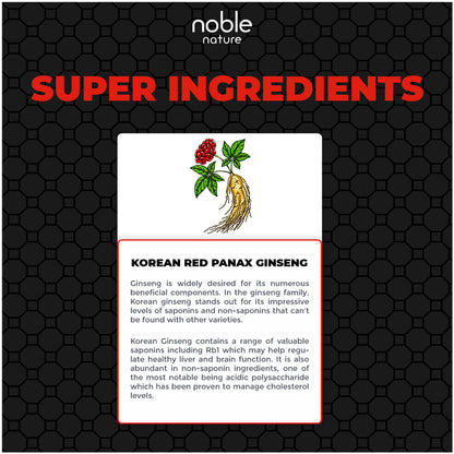 نوبل نيتشر، جينسنغ باناكس أحمر كوري نقي - 120 كبسولة نباتية - جينسنوسيدات عالية القوة - مسحوق مستخلص جذر الجينسنغ للطاقة والفعالية والقوة والحيوية والتركيز للرجال والنساء
