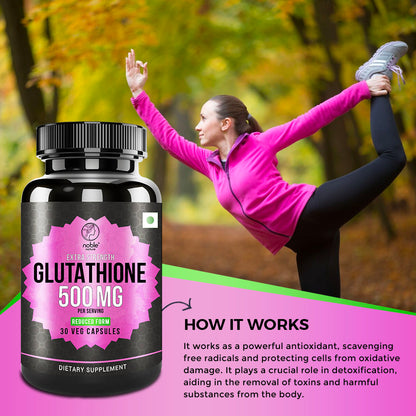 كبسولات نوبل نيتشر جلوتاثيون ٥٠٠ ملغ قوة إضافية، شكل مخفّض - ٣٠ كبسولة نباتية