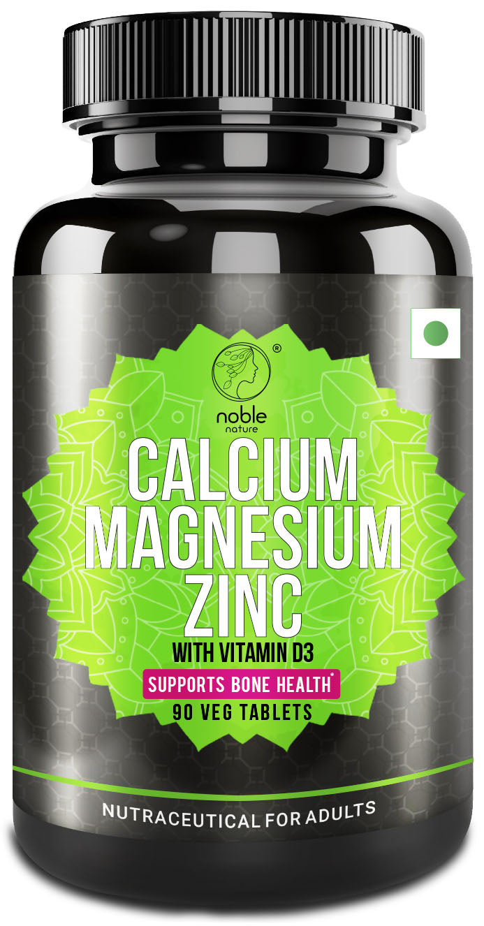 نوبل نيتشر كالسيوم ماغنيسيوم زنك مع فيتامين د3 - ​​مكمل غذائي معدني أساسي، 90 قرصًا - يعزز صحة العظام ويدعم المناعة