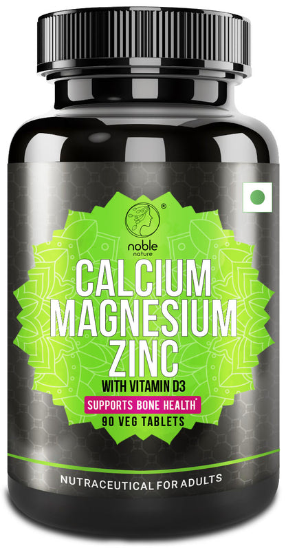 نوبل نيتشر كالسيوم ماغنيسيوم زنك مع فيتامين د3 - ​​مكمل غذائي معدني أساسي، 90 قرصًا - يعزز صحة العظام ويدعم المناعة