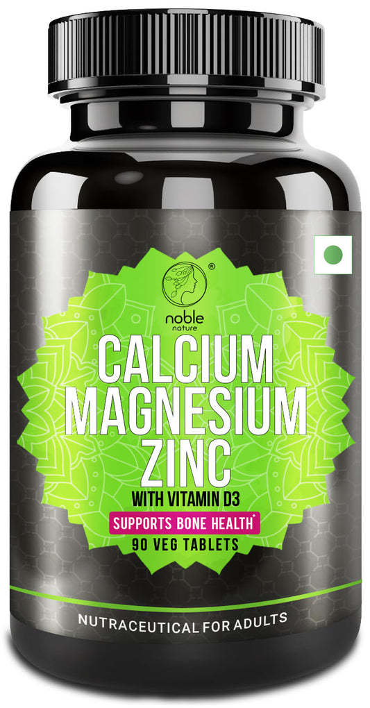 نوبل نيتشر كالسيوم ماغنيسيوم زنك مع فيتامين د3 - ​​مكمل غذائي معدني أساسي، 90 قرصًا - يعزز صحة العظام ويدعم المناعة