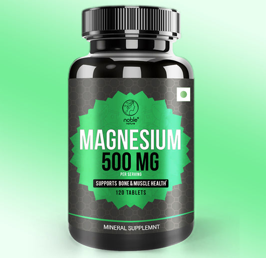 Noble Nature Magnesium 500mg - Magnesium Oxide Supplement for Bone and Muscle Health - 120 Tablets