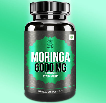 كبسولات المورينجا من نوبل نيتشر، لتعزيز الطاقة الطبيعية، ودعم المناعة، ومضادات الأكسدة القوية - 60 كبسولة نباتية - 6000 ملغ لكل حصة