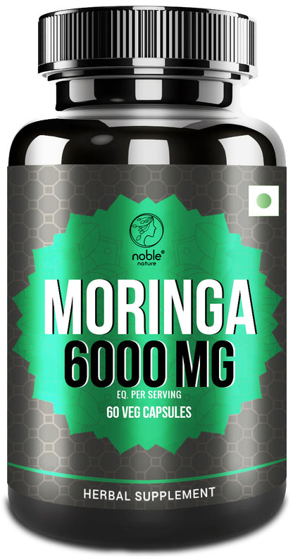 كبسولات المورينجا من نوبل نيتشر، لتعزيز الطاقة الطبيعية، ودعم المناعة، ومضادات الأكسدة القوية - 60 كبسولة نباتية - 6000 ملغ لكل حصة