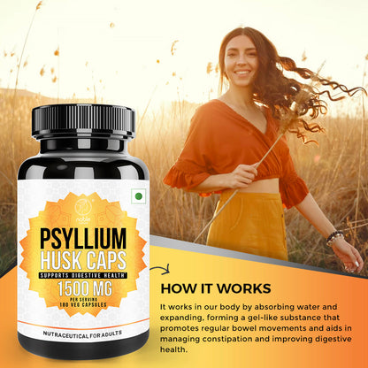 Psyllium Husk Powder Supplement, 180 Capsules