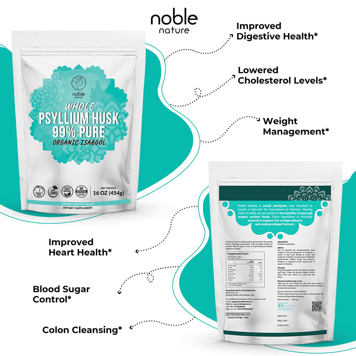 Natural Psyllium Husk Powder (16oz/454g)